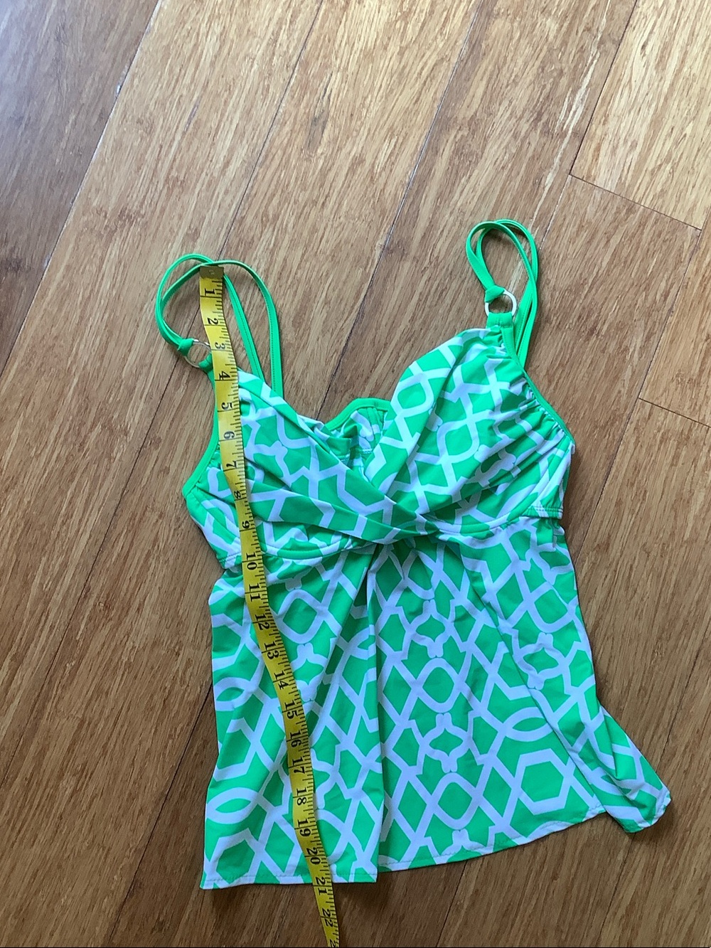 Tara Grinna Green Geometric Women’s Tankini Top - Swim - Picture 4 of 6